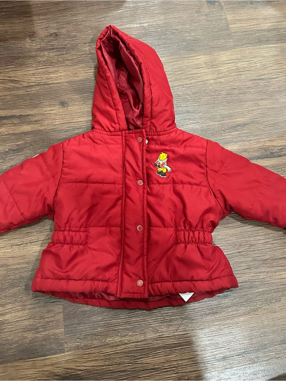 Vintage Disney Store Winnie the Pooh Red Puffer Jacket w/Hoodie- 12 Months